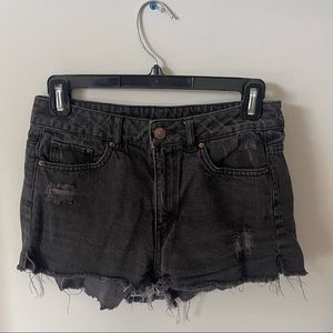 Black Ripped Jean Shorts